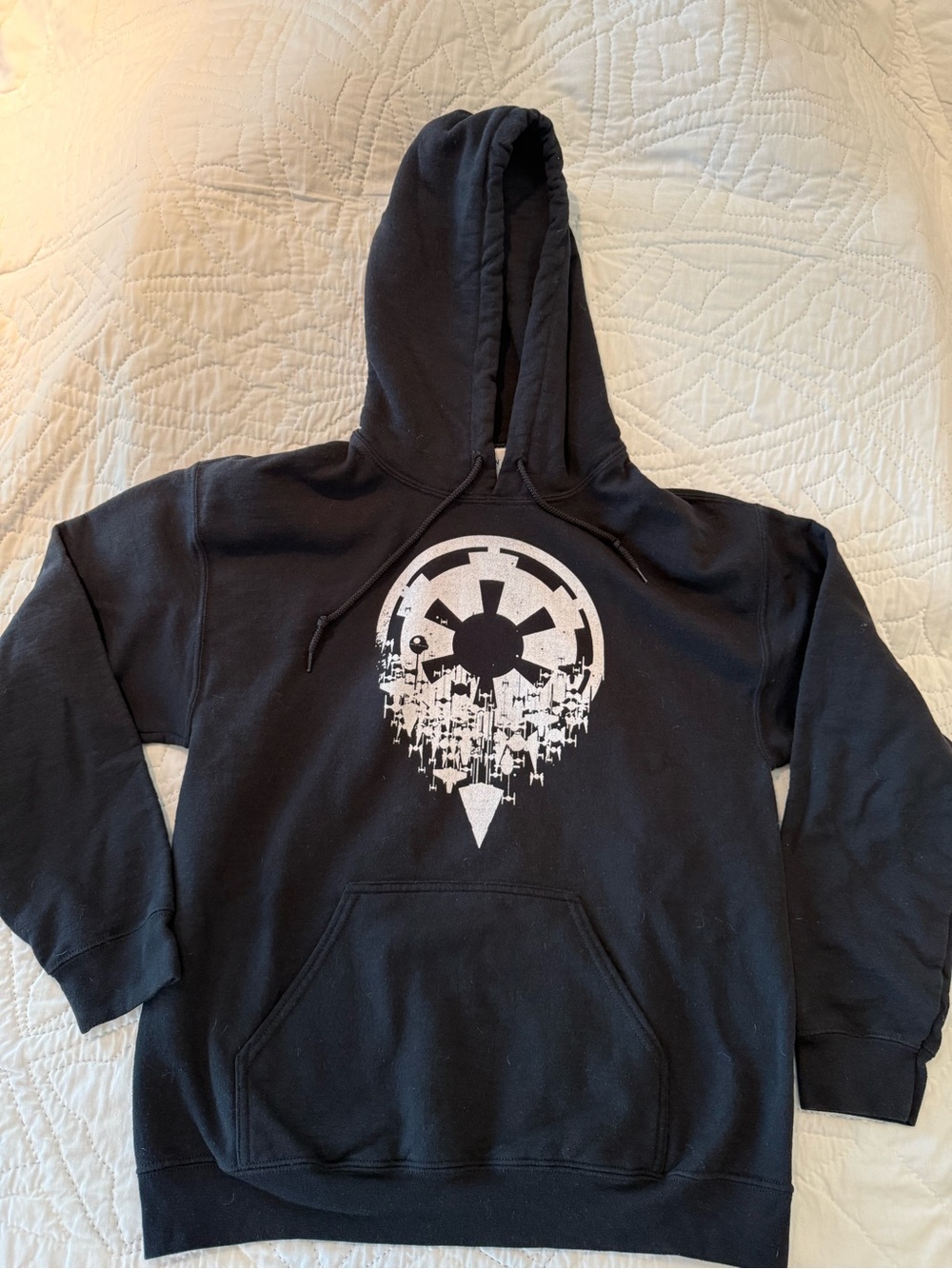 Gildan Black Crewneck Hoodie with White Star Wars Galactic Emblem